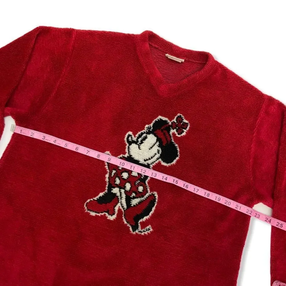 Vintage Walt Disney World Minnie Mouse Plush Pullover Acrylic Sweater